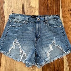 Kendall & Kylie Distressed Blue Jean Shorts the icon short 9/29